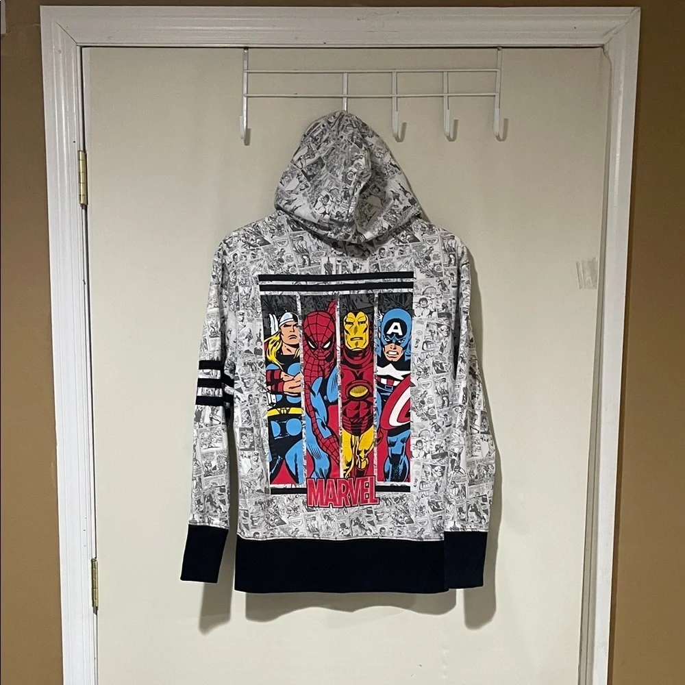 Marvel Kids Graphic Superhero Hoodie in Black and White Like New Condition SZ XS